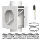 Dryer Duct Lint Trap, Metal Indoor Dryer Vent Box with 4inch 5FT Dryer Vent Hose, 2 Clamps, 2 Stainless Steel Mesh, Secondary Lint Trap for Electric Clothes Dryers -Complete Dryer Vent Cleaning System