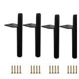 Kualuzt 7 inch Furniture Legs Set of 4 Heavy Duty Metal for Sofa Couch Dresser Cabinet Coffee Table Dresser TV Stand Cabinet Replacement with Rubber Floor Protectors (7 inch, Black)