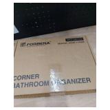 Forbena Corner Bathroom Counter Organizer, 2 Tier Bathroom Organizer Countertop, Small Bathroom Sink Top Trays Corner Shelf Stand for Makeup Vanity Perfume Skincare Decor Storage (White and Gold)