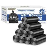 Large 40-45 Gallon Trash Bags Heavy Duty - 1.6 Mil Thick,39ftftx47ftft Strong Black Garbage Bags Unscented 100 Count Trash Can Liners for Construction Industrial Yard Outdoor Commercial