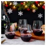 FOCUSLINE 20 Pack 16 Oz Plastic Wine Glasses, Stemless Plastic Wine Cups Heavy Duty, Unbreakable Disposable Wine Glasses for Wedding or Party