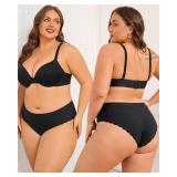 FINETOO Seamless Underwear for Women High Waisted Panties Scalloped Edge Sexy Cheeky Bikini No Show Briefs S-XXL 5 Pack