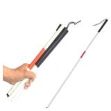 Aluminum Folding Walking Cane Stick Reflective Red for The Blind or Visually Impaired Blind Cane Folds in 4 Sections