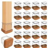 OCONDA 20 Pcs Chair Leg Floor Protectors for Hardwood Floors, Clear Rubber Furniture Sliders with Felt, Silicone Furniture Leg Caps Covers (Fit Square Diameter:1-116\ to 1-716\in)in