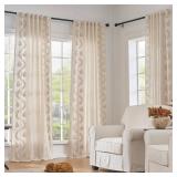 jinchan Belrose Lined Linen Blend Curtains Boho Floral Curtains for Bedroom 84 Inch Length Beige Embroidered Drapes Rod Pocket Farmhouse Flower Drapes for Living Room Window Treatments Set 2 Panels