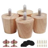 Txcucc 2\ Round Solid Wood Furniture Leg Set of 4 Mid-Century Modern Sofa Couch Bed Coffee Chair Desk Straight Feet Legs with Pre-Drilled 516?M8? Inch Boltand Screwsand Rubber Pads (2, 4sets)in