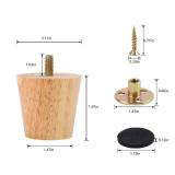 Txcucc 2\ Round Solid Wood Furniture Leg Set of 4 Mid-Century Modern Sofa Couch Bed Coffee Chair Desk Straight Feet Legs with Pre-Drilled 516?M8? Inch Boltand Screwsand Rubber Pads (2, 4sets)in