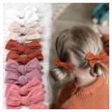 CÉLLOT 20 Pieces Girls Hair Bows Linen Fabric Bows Alligator Clips Hair Accessories for Little Girls Toddlers Kids and Teens(Pink)