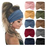 Jesries 10 PCS Women Headbands African Wide Hair Wrap Extra Turban Head Bands for Lady Large Sport Workout Stretch Non-slip Big Hair Bands