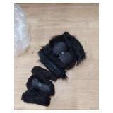 Two spider decorations one big one small fuzzy black