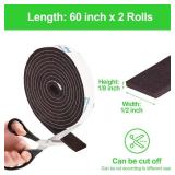 Felt Strip Rolls, 2x 60 Inch Brown Felt Tapes with Adhesive Backing for Furniture