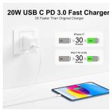 iPad Charger Fast Charging - 20W USB C Charger Block with 6FT Type C Cable for iPad Pro 1312.911 inch, iPad 11th A1610th Generation, iPad Air 1311 inch M3M25th4th, iPad mini 7th A17 Pro6th