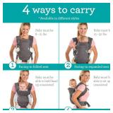 Infantino Flip 4-in-1 Convertible Baby Carrier, Adjustable, Ergonomic Babywearing, Registry Essential, Baby Carrier for Newborn to Toddler, Gray