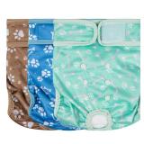 wegreeco Washable Female Dog Diapers Highly Absorbent Reusable Diapers for Dog in Heat Period, 3 Pack (Dog Bone, Small)