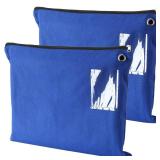 Humyoun 2 Pcs Interoffice Mailer Canvas Transit Sack Zipper Bag 18\ x 14\in Large Zipper Pouch with Grommet Interoffice Mail Bag (Blue)in