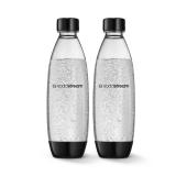 sodastream 1L Twin Pack Dishwasher Safe Slim Bottle (Black)