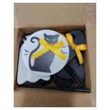 JIALEIXI Halloween Decorations, 6PCS Wooden Sign Tabletop Centerpieces Decorations Include GhostBatBlack CatWitch Hat, for Home Farmhouse Indoor Party Decor.