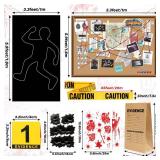 Kyson Halloween Crime Scene Decor Kit-Murder Mystery Dinner Party Decorations Includes Body Silhouette Caution Tape Evidence Marker Bag Bloody Stickers Badge Spy Glasses (15 Pieces)