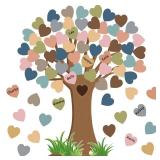 Classroom Tree Bulletin Board Decorations Set with Heart Shape Cutouts, Welcome Classroom Wall Decor for Kindergarten Elementary School Home (Boho)