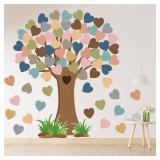 Classroom Tree Bulletin Board Decorations Set with Heart Shape Cutouts, Welcome Classroom Wall Decor for Kindergarten Elementary School Home (Boho)