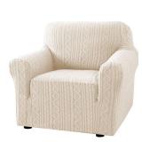 H.VERSAILTEX Chair Cover 1 Piece Stretch Dog Couch Cover Anti-Slip Soft Slipcovers for Couches and Sofas Washable Upgrade Thick Jacquard Fabric with Spiral Pattern(30\-40\in, Ivory)in
