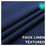 CUCRAF 100percent Blackout Curtains 96 inches Length 2 Panels Set, Room Darkening Linen Textured Curtain Grommet for Bedroom Living Room, Light Blocking Thermal Insulated Drapes (52 x 96 Inch,Navy Blu