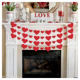 KatchOn Red Valentine Heart Garland - Pack of 40 | Felt Heart Banner for Valentinefts Day Decorations