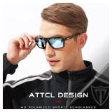 ATTCL Fashion Polarized Sunglasses for Men: Lightweight Hexagonal TR90 Frame UV Protection Sport Casual Glasse Driving Travel 2137 Black silver