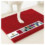 Muddy Mat® Shown on TV  Super Absorbent Microfiber Dog Door Mat for Muddy Paws, Non-Slip Washable Pet Rug, Quick Dry Chenille Entryway Carpet, Machine Washable Indoor Outdoor mat, Red 30\x19\inin