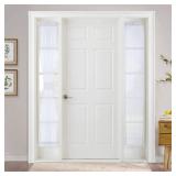 PONY DANCE Sidelight Curtain for Front Door - White Voile Sheer Panel, Light Filtering Window Treatment for Narrow Side French Door with Adjustable Tieback, W30 x L66 Inches, 2 Panels