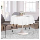 sancua Round Tablecloth - 80 Inch - Water Resistant Spill Proof Washable Polyester Table Cloth Decorative Fabric Table Cover for Dining Tables, Buffet Parties and Camping, White