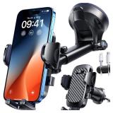 YRU True Military-Grade 360° Rotation Suction 2025 Ultimate Car Phone Holder Mount ?90+LBS Safest Strongest and Patent Certs? Dashboard Windshield Vent for iPhone 17 16 Pro Max Samsung, Gloss Black