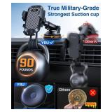 YRU True Military-Grade 360° Rotation Suction 2025 Ultimate Car Phone Holder Mount ?90+LBS Safest Strongest and Patent Certs? Dashboard Windshield Vent for iPhone 17 16 Pro Max Samsung, Gloss Black