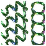 8 Pcs Dollhouse Miniature Christmas Garland with Lights Christmas LED Wreath Led Artificial Decorative Garland for Xmas Decoration Accessories Miniature Scene Model (Multicolor)