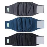 Wegreeco Washable Male Dog Belly Band - Pack of 3 - Washable Male Dog Belly Wrap, Small Doggie Dog Diapers Male for Doggy Puppy (Black, Charcoal, Navy, Small)