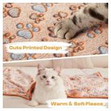 1 Pack 3 Blankets Super Soft Fluffy Premium Fleece Pet Blanket Flannel Throw for Dog Puppy Cat Paw BrownPinkWhite Small(23x16 inch)
