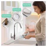 Stone Faucet Mat for Kitchen Sink, Diatomite Drying Stone Tray and Sink Protector, Water-Absorbing Splash Guard, Prevent Moisture on Kitchen and Bathroom Counter (White,23.6\ x 3.9\in)in