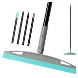 Multifunction Magic Broom, Silicone Floor Squeegee Broom with 59\ Long Handle, Scraping Broom for Floor Bathroom Kitchen Shower Tile Pet Hair Fur Marble Glass Water Window Foam Cleaning, Bluein