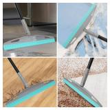 Multifunction Magic Broom, Silicone Floor Squeegee Broom with 59\ Long Handle, Scraping Broom for Floor Bathroom Kitchen Shower Tile Pet Hair Fur Marble Glass Water Window Foam Cleaning, Bluein