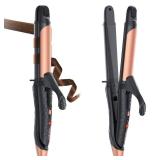 Dual Voltage Curling Iron 2-in-1 Curling Iron 1 Inch,(100V~240V) Dual Voltage Hair Straightener Travel CurlingIron European Flat Iron(Black)