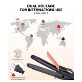 Dual Voltage Curling Iron 2-in-1 Curling Iron 1 Inch,(100V~240V) Dual Voltage Hair Straightener Travel CurlingIron European Flat Iron(Black)
