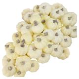 Winlyn 48 Pcs Mini Artificial Pumpkins Faux Cream Baby Boo Pumpkins Foam Pumpkins 1.8\ 2.1\in for Fall Harvest Thanksgiving Table Centerpiece Halloween Autumn Wedding Baby Shower Wreath Bowl Fillersin