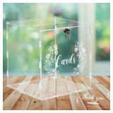 CECOLIC Wedding Card Box Clear Acrylic Card Box with Lock and Sign Wedding Money Post Gift Card Holder Box for Reception, Anniversary, Birthday Party, Graduation, Baby Shower Decorations