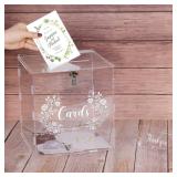 CECOLIC Wedding Card Box Clear Acrylic Card Box with Lock and Sign Wedding Money Post Gift Card Holder Box for Reception, Anniversary, Birthday Party, Graduation, Baby Shower Decorations