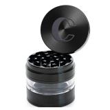 Cinder Brands - Clear Cut 4 Piece Herb Grinder  2.75\ Manual Dry Herb Grinder, Spice Mill with Transparent Storage Chamber and Diamond-Sharp Teeth, Aluminum Alloy, Portable, Easy-Clean Designin