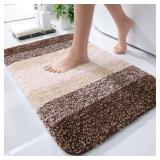 OLANLY Bathroom Rug Mat 24x16, Extra Soft and Absorbent Microfiber Bath Rugs, Non-Slip Plush Shaggy Bath Carpet, Machine Wash Dry, Bath Mats for Bathroom Floor, Tub and Shower, Brown