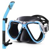 Greatever Dry Snorkel Set,Panoramic Wide View,Anti-Fog Scuba Diving Mask,Professional Snorkeling Gear for Adults