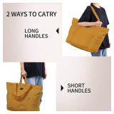 Stenffy Large Heavy Duty Canvas Tote Bag, Everything Bag, with 26 Inch Zipper, Reusable, Suitable for DIY, Natural Cotton. (Khaki)