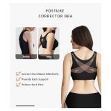 FeelinGirl Front Closure Compression Bra Breast Lift Wireless Post-Surgery Bra with Breast Support Band Black M