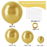 RUBFAC 129pcs Metallic Gold Balloons Different Sizes 18 12 10 5 Inch, Latex Balloon Garland Arch Kit for Party Graduation Wedding Holiday Happy Birthday Decoration